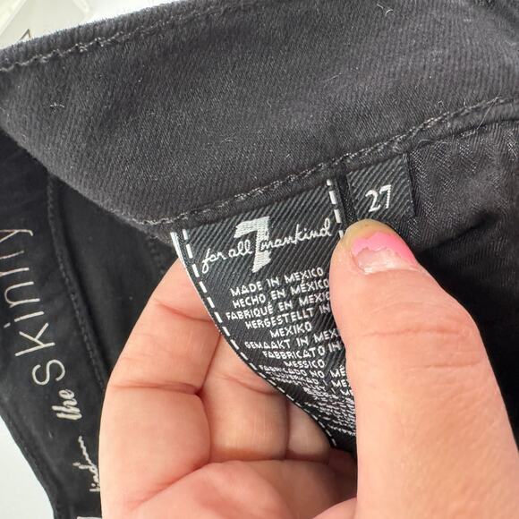 7 For‎ All Mankind Jeans Womens 27 Black Mid Rise The Skinny Denim Cotton Blend - Picture 5 of 9